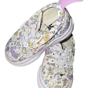 Vans Kids Sneakers with Unicorn and Floral Design - Cream and Purple